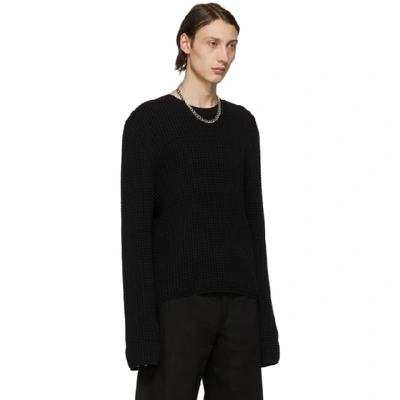 Shop Bottega Veneta Black Waffle Knit Sweater In 1000-black