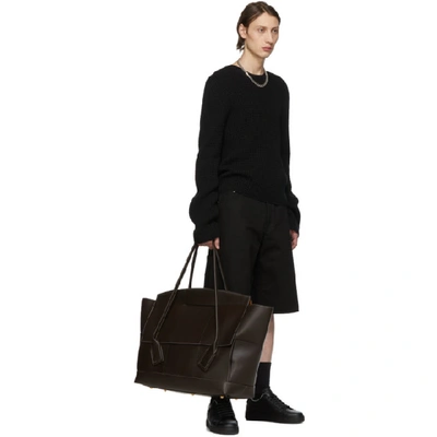 Shop Bottega Veneta Black Waffle Knit Sweater In 1000-black