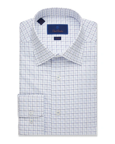 Shop David Donahue Men's Trim-fit Box Check Dress Shirt In White/blue