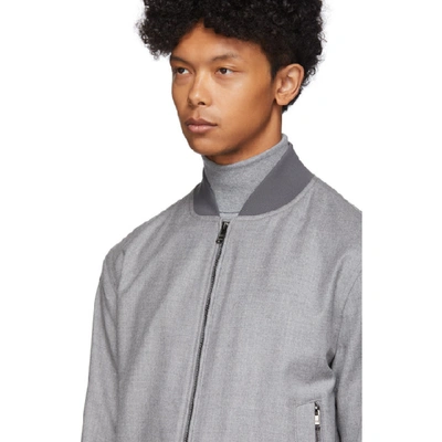 Shop Hugo Boss Boss Grey Wool Bomber Jacket In 030grey