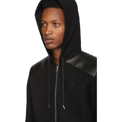 Shop Alexander Mcqueen Black Scuba Zip-up Hoodie In 0901 Blkblk