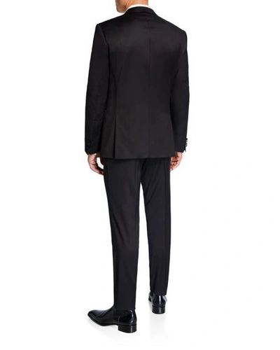 Shop Hugo Boss Men's Halven Gentry Satin Lapel Wool Two-piece Tuxedo In Black