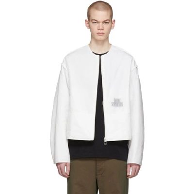Shop Oamc White Numeral Jacket In 101 Natural
