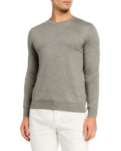 Shop Ralph Lauren Men's Cashmere Crewneck Sweater In Gray Light