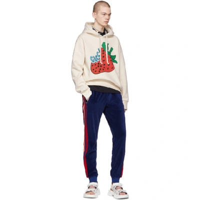 Shop Gucci Off-white Oversized Strawberry Hoodie In 9230 Natura