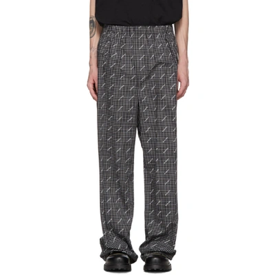 Shop Balenciaga Black And White Oversize Leg Trousers In 1070 Blk Wh