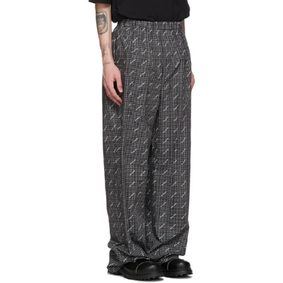 Shop Balenciaga Black And White Oversize Leg Trousers In 1070 Blk Wh