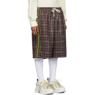 Shop Gucci Purple And Black Fancy Tartan Shorts In 5727 Vineya