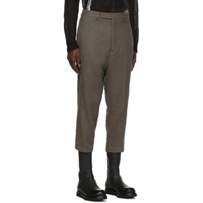 Shop Rick Owens Grey Cropped Astaires Trousers In 34 Dust
