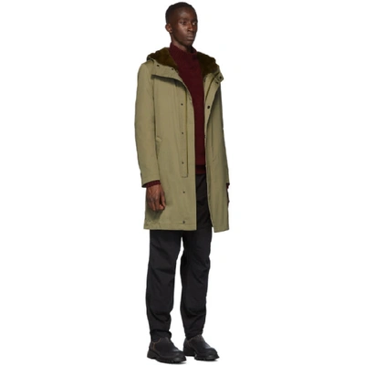 Shop Yves Salomon Khaki Down Gabardine Jacket In A2119 Elm