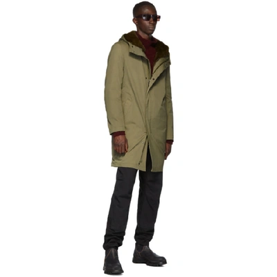 Shop Yves Salomon Khaki Down Gabardine Jacket In A2119 Elm