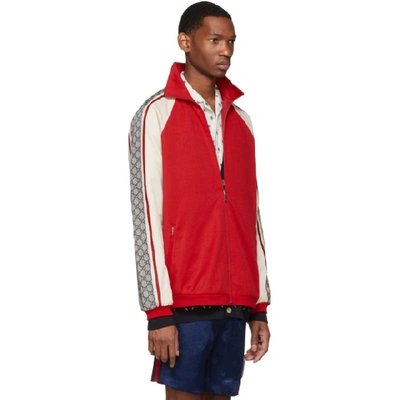 Shop Gucci Red And Off-white Oversized Jersey Jacket In 6116 Red