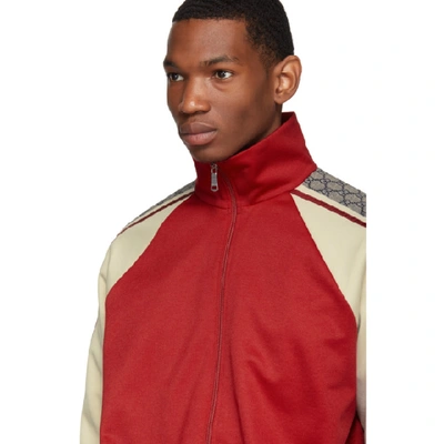 Shop Gucci Red And Off-white Oversized Jersey Jacket In 6116 Red