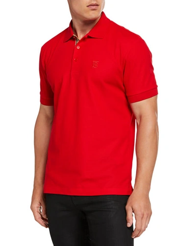 Shop Burberry Men's Eddie Pique Polo Shirt, Bright Red
