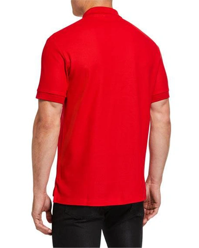 Shop Burberry Men's Eddie Pique Polo Shirt, Bright Red