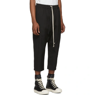 Shop Rick Owens Black Drawstring Cropped Trousers In 09 Black