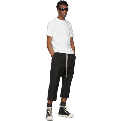 Shop Rick Owens Black Drawstring Cropped Trousers In 09 Black