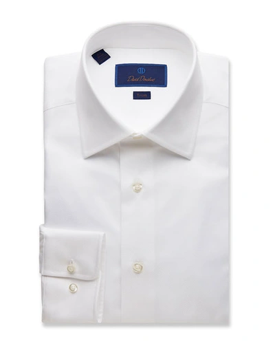 Shop David Donahue Men's Trim-fit Royal Oxford Dress Shirt In White