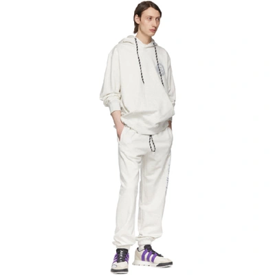 Shop Adidas Originals By Alexander Wang Grey Graphic Hoodie In Ltgrey