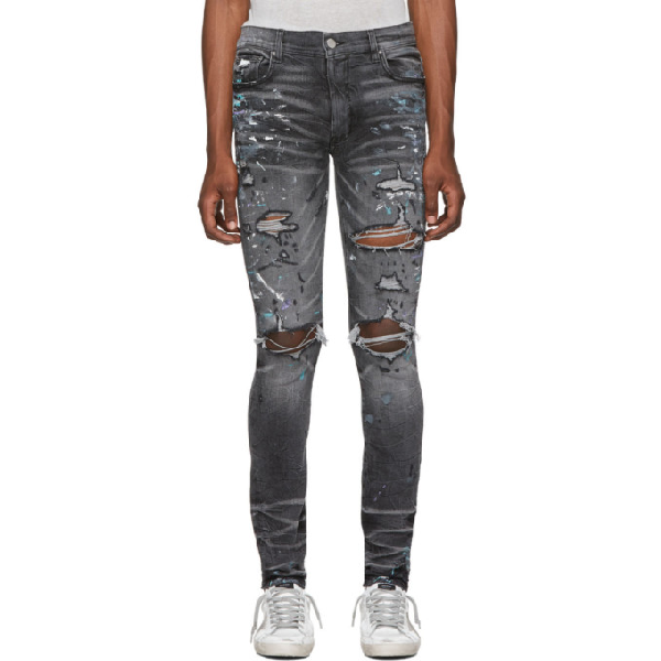 grey paint splash jeans