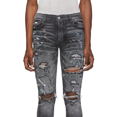 Shop Amiri Grey Paint Splatter Jeans In Vintagrey