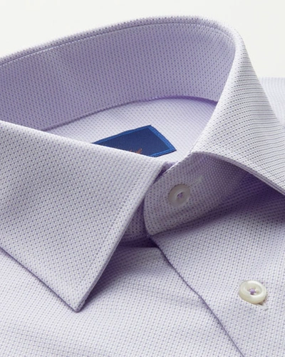 Shop David Donahue Men's Trim-fit Micro Dobby Dress Shirt With French Cuffs In Lilac