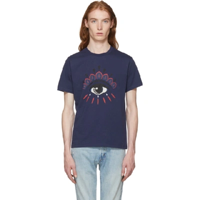 Shop Kenzo Navy Bleached Eye T-shirt In 78-navy