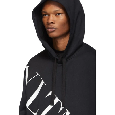 Shop Valentino Black Vltn Macrogrid Hoodie In 0ninero/vl