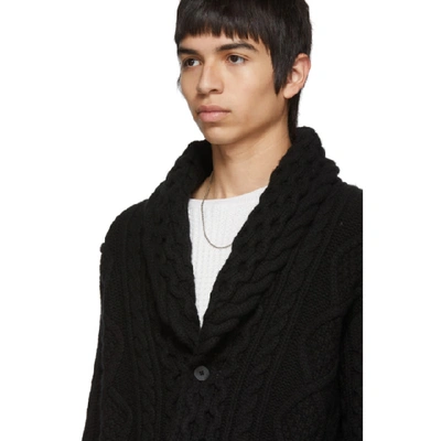 Shop Alanui Black Fishermans Knitted Cardigan In 1000 Black