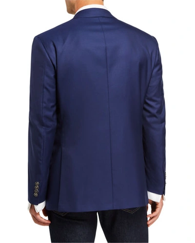 Shop Stefano Ricci Men's Solid Wool Blazer W/ Palladium Buttons In Navy