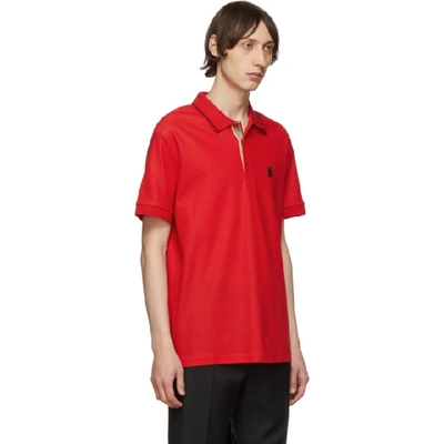 BURBERRY 红色 WALTON 标志性条纹 POLO 衫