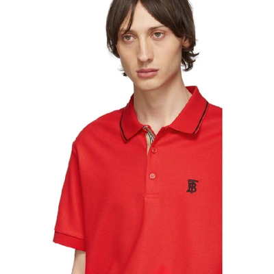 BURBERRY 红色 WALTON 标志性条纹 POLO 衫