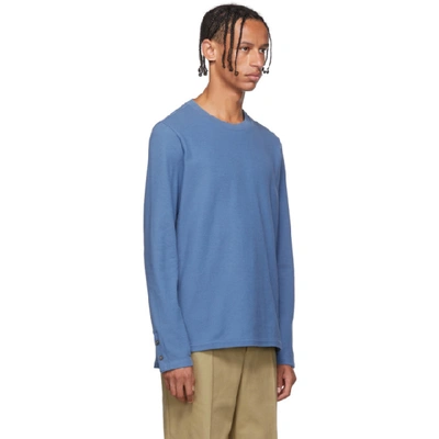Shop Thom Browne Blue Rwb Stripe Relaxed Fit Long Sleeve T-shirt In 420 Dkblu