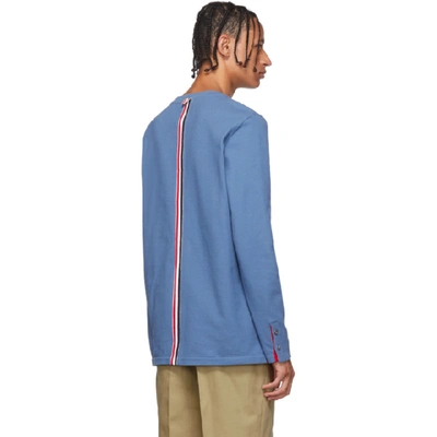 Shop Thom Browne Blue Rwb Stripe Relaxed Fit Long Sleeve T-shirt In 420 Dkblu