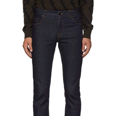 Shop Fendi Blue 'forever ' Skinny Fit Jeans In F0qg0 Dkblu