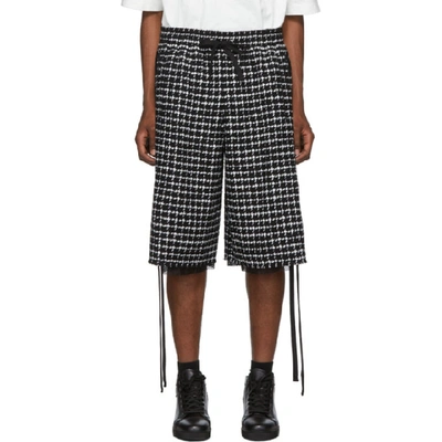 Shop Faith Connexion Black And White Tweed Pdp Shorts In 110 Blkwht