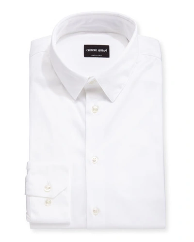 Shop Giorgio Armani Men's Stretch Jersey Sport Shirt, Off White