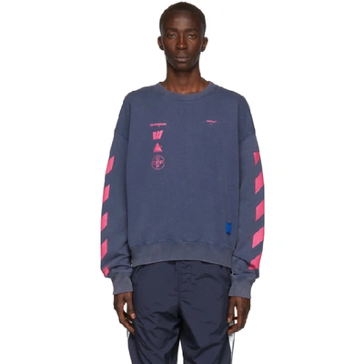 Shop Off-white Blue & Pink Oversized Diag Mariana De Silva Sweatshirt