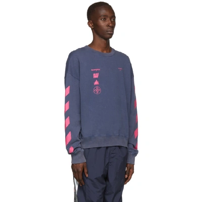 Shop Off-white Blue & Pink Oversized Diag Mariana De Silva Sweatshirt