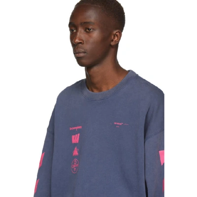 Shop Off-white Blue & Pink Oversized Diag Mariana De Silva Sweatshirt