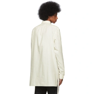 Shop Gucci Off-white And Blue Oversized Striped Shirt In 9115 Nat.wh