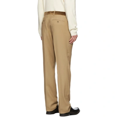 Shop Burberry Tan Formal Trousers In Warm Camel