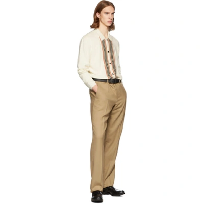 Shop Burberry Tan Formal Trousers In Warm Camel