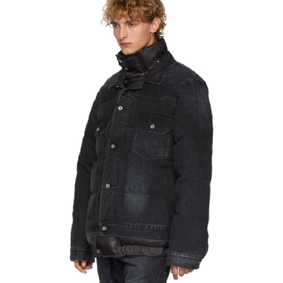 Shop Sacai Black Down Denim Jacket