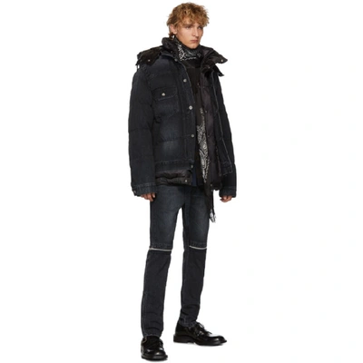 Shop Sacai Black Down Denim Jacket