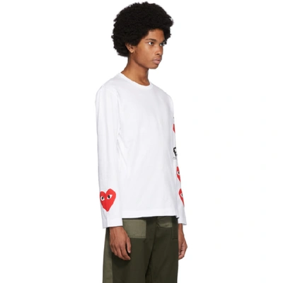 Shop Comme Des Garçons Play Comme Des Garcons Play White Multi Heart Long Sleeve T-shirt