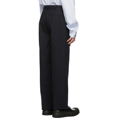 Shop Raf Simons Navy Illusions Straight Fit Trousers In 00044 Dknvy