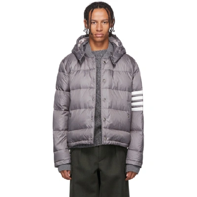 Shop Thom Browne Grey Down 4-bar Bomber Jacket In 035 Med Gry