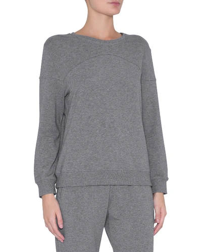 Shop Eberjey Odile Piped Long-sleeve Lounge Top In Gray