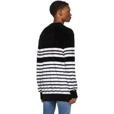 Shop Balmain Black & White Velvet Logo Jumper